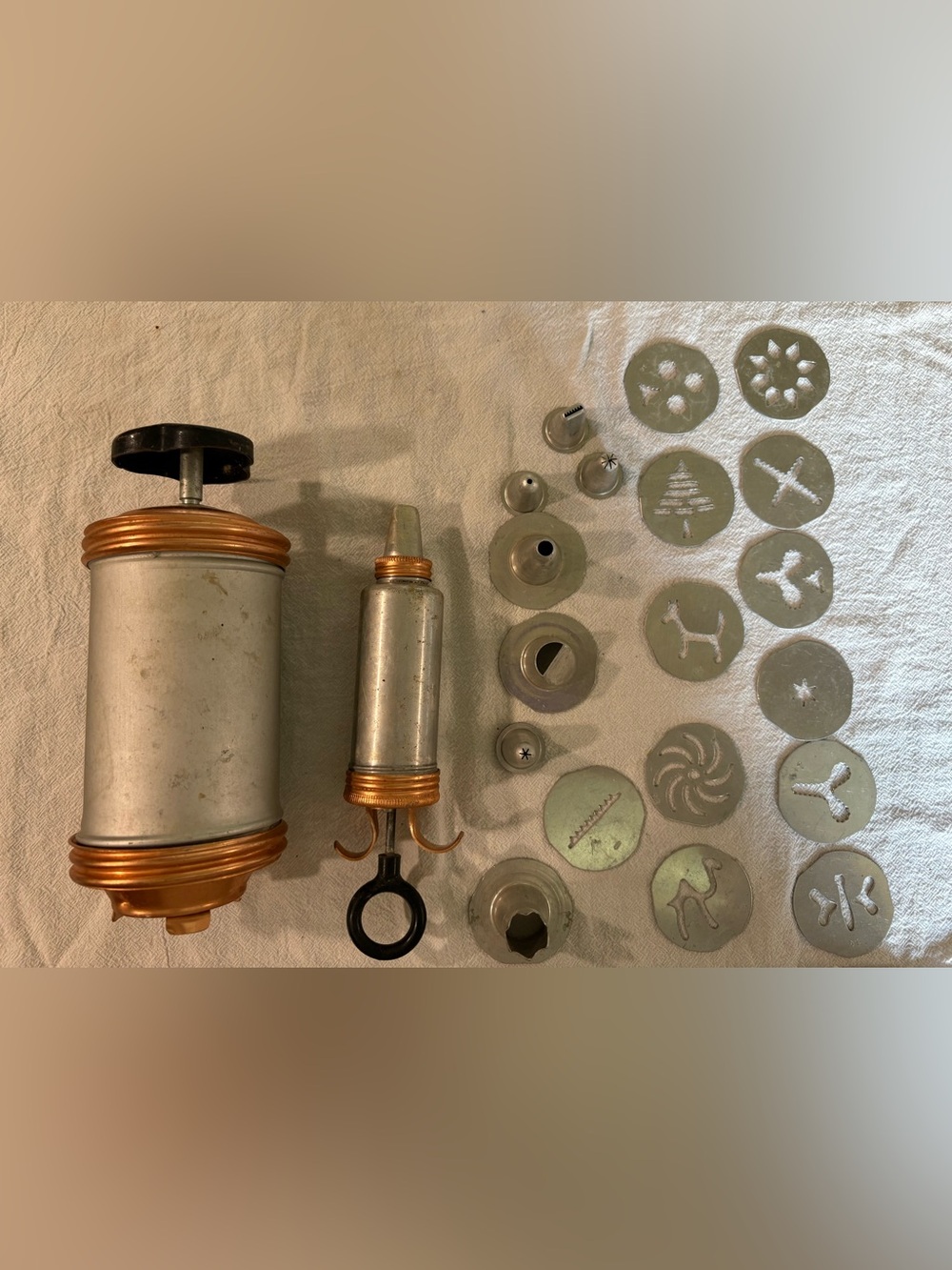 Metal Cookie Press and Decorating Set - Silver and Gold